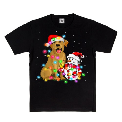 DZIECIĘCA KOSZULKA ŚWIĄTECZNA PIESEK I BAŁWAN W CZAPKACH MIKOŁAJA