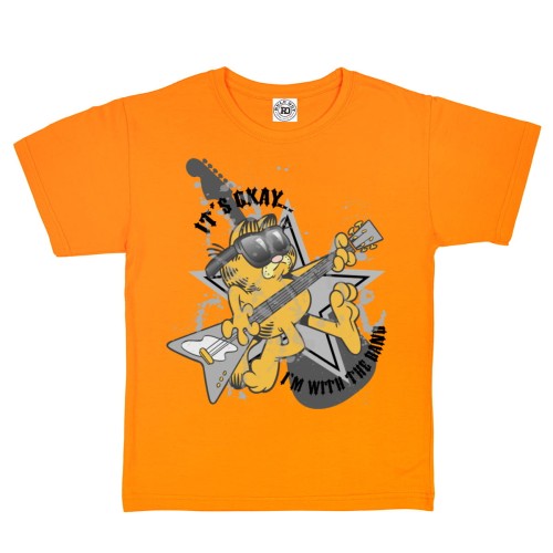 DZIECIĘCA KOSZULKA Z NADRUKIEM KOT GARFIELD Z GITARĄ IT'S OKAY... I'M WITH THE BAND 1