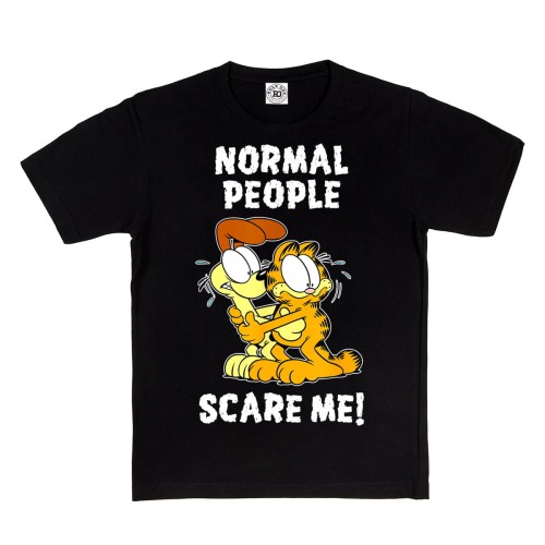 DZIECIĘCA KOSZULKA Z NADRUKIEM GARFIELD I ODIE NORMAL PEOPLE SCARE ME 1