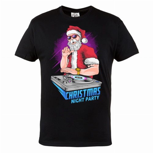 MĘSKA KOSZULKA ŚWIĄTECZNA Z NADRUKIEM ŚWIĘTY MIKOŁAJ DJ  CHRISTMAS NIGHT PARTY