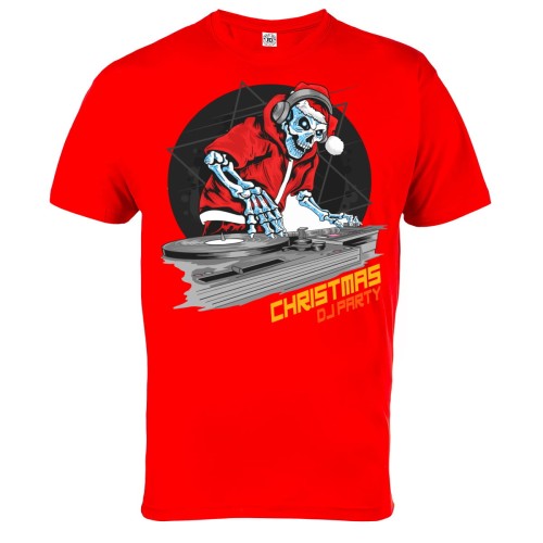 MĘSKA KOSZULKA ŚWIĄTECZNA Z NADRUKIEM KOŚCIOTRUP CHRISTMAS DJ PARTY 1