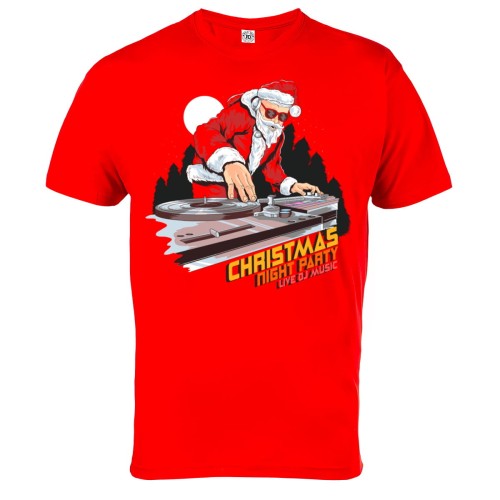 MĘSKA KOSZULKA ŚWIĄTECZNA Z NADRUKIEM ŚWIĘTY MIKOŁAJ DJ CHRISTMAS NIGHT PARTY