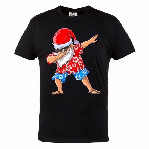 MĘSKA KOSZULKA ŚWIĄTECZNA Z NADRUKIEM ŚWIĘTY MIKOŁAJ WAKACJE HAWAJE DABBING 1