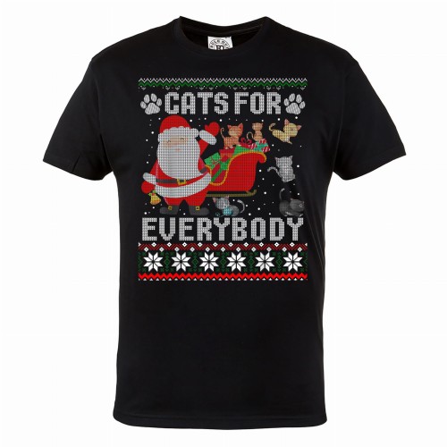 MĘSKA KOSZULKA ŚWIĄTECZNA Z NADRUKIEM ŚWIĘTY MIKOŁAJ Z KOTAMI CATS FOR EVERYBODY 1