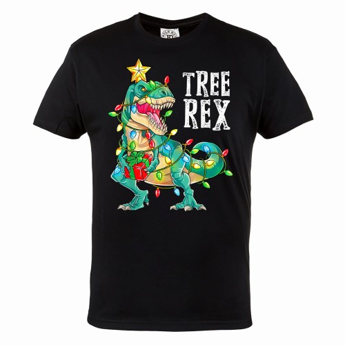 MĘSKA KOSZULKA ŚWIĄTECZNA Z NADRUKIEM DINOZAUR T-REX CHOINKA TREE REX