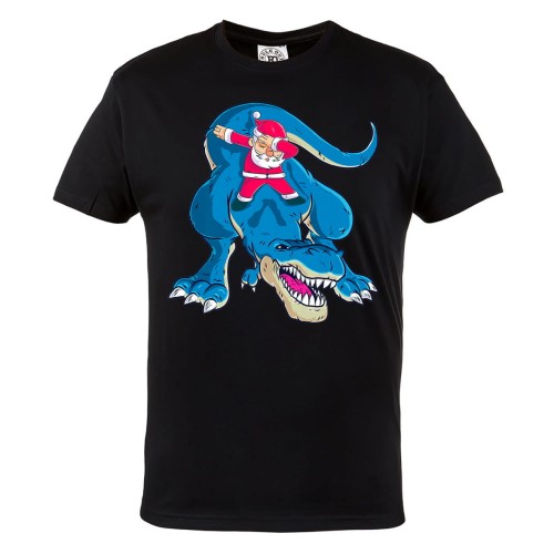 MĘSKA KOSZULKA ŚWIĄTECZNA Z NADRUKIEM DINOZAUR ZE ŚWIĘTYM MIKOŁAJEM