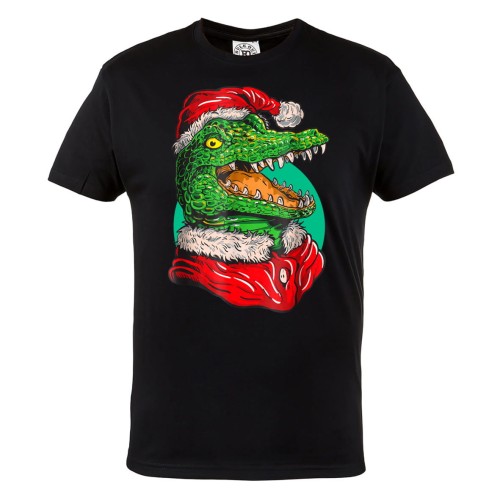 MĘSKA KOSZULKA ŚWIĄTECZNA Z NADRUKIEM DINOZAUR W STROJU ŚWIĘTEGO MIKOŁAJA 1