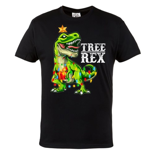 MĘSKA KOSZULKA ŚWIĄTECZNA Z NADRUKIEM DINOZAUR CHRISTMAS TREE REX 1