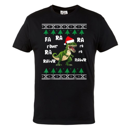 MĘSKA KOSZULKA ŚWIĄTECZNA Z NADRUKIEM ZIMOWY DINOZAUR FA RA RA RAWR 1