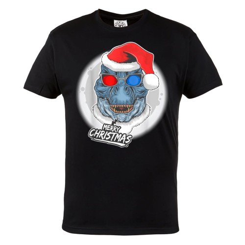 MĘSKA KOSZULKA ŚWIĄTECZNA Z NADRUKIEM DINOZAUR MERRY CHRISTMAS