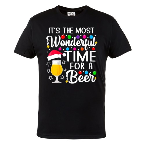 MĘSKA KOSZULKA ŚWIĄTECZNA Z NADRUKIEM PIWO IT'S THE MOST WONDERFUL TIME FOR A BEER