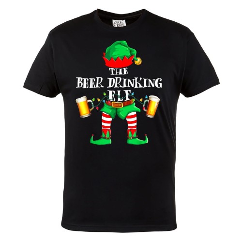MĘSKA KOSZULKA ŚWIĄTECZNA Z NADRUKIEM DLA PIWOSZA THE BEER DRINKING ELF 1