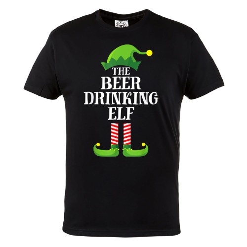 MĘSKA KOSZULKA ŚWIĄTECZNA Z NADRUKIEM ŚWIĄTECZNY ELF THE BEER DRINKING ELF 1
