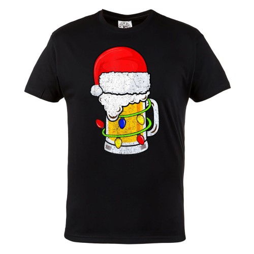 MĘSKA KOSZULKA ŚWIĄTECZNA Z NADRUKIEM ŚWIĄTECZNE PIWO LAMPKI