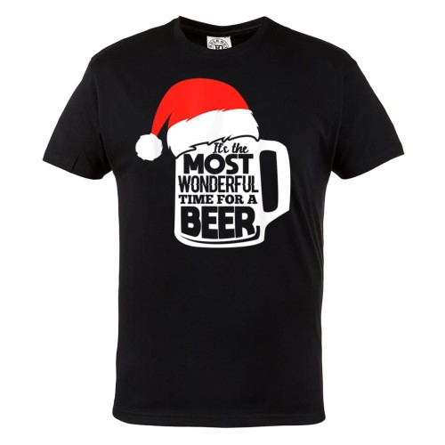MĘSKA KOSZULKA ŚWIĄTECZNA Z NADRUKIEM PIWO W KUFLU IT'S THE MOST WONDERFUL TIME FOR A BEER 1
