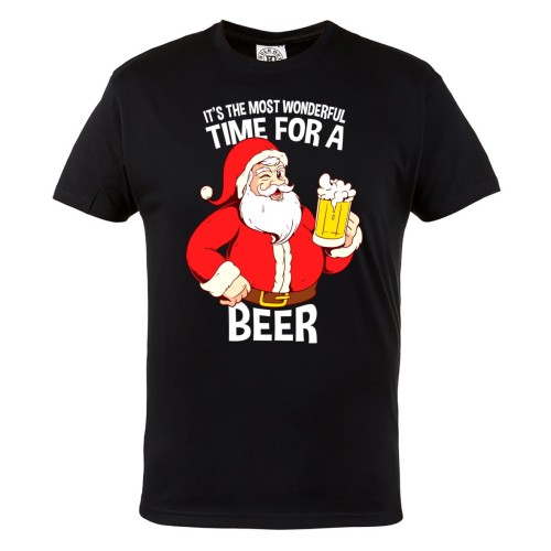 MĘSKA KOSZULKA ŚWIĄTECZNA Z NADRUKIEM ŚWIĘTY MIKOŁAJ IT'S THE MOST WONDERFUL TIME FOR A BEER