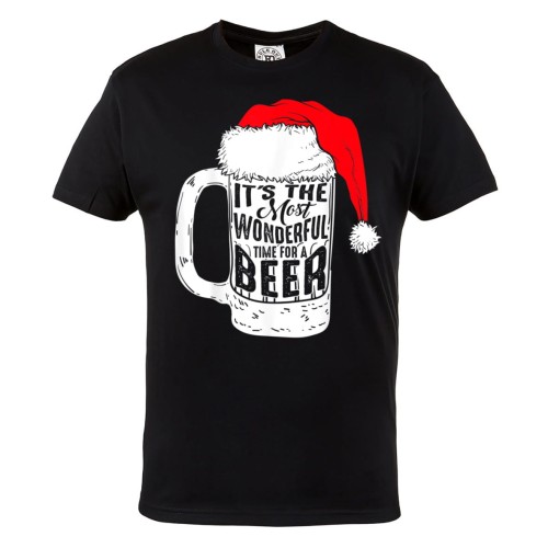 MĘSKA KOSZULKA ŚWIĄTECZNA Z NADRUKIEM ŚWIĘTA PIWO IT'S THE MOST WONDERFUL TIME FOR A BEER 1