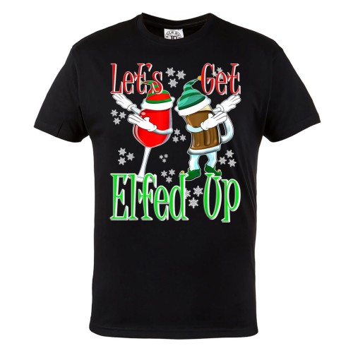 MĘSKA KOSZULKA ŚWIĄTECZNA Z NADRUKIEM ŚWIĄTECZNY CZAS PIWO WINO LET'S GET ELFED UP
