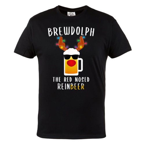 MĘSKA KOSZULKA ŚWIĄTECZNA Z NADRUKIEM DLA PIWOSZA BREWDOLPH THE RED NOSED REINBEER 1