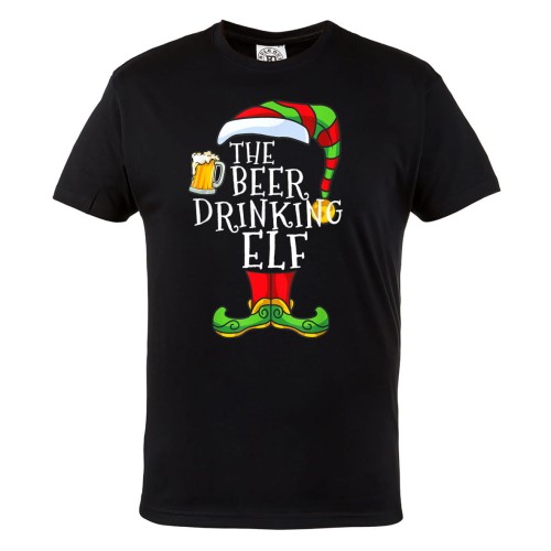 MĘSKA KOSZULKA ŚWIĄTECZNA Z NADRUKIEM DLA PIWOSZA THE BEER DRINKING ELF 1