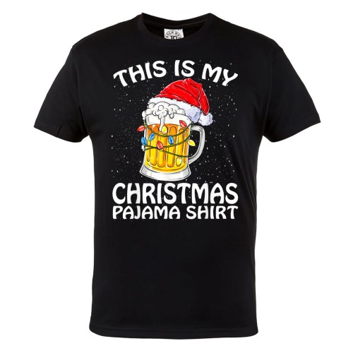 MĘSKA KOSZULKA ŚWIĄTECZNA Z NADRUKIEM KUFEL PIWA THIS IS MY CHRISTMAS PAJAMA SHIRT