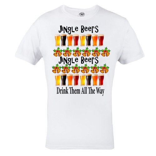 MĘSKA KOSZULKA ŚWIĄTECZNA Z NADRUKIEM PIWO W KUFLU JNGLE BEERS DRINK THEM ALL THE WAY  1