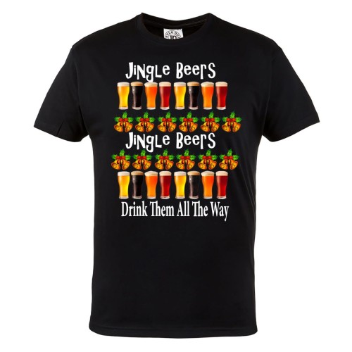 MĘSKA KOSZULKA ŚWIĄTECZNA Z NADRUKIEM PIWA W KUFLU JNGLE BEERS DRINK THEM ALL THE WAY 