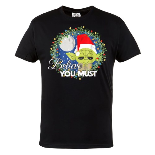 MĘSKA KOSZULKA ŚWIĄTECZNA Z NADRUKIEM ŚWIĘTA MISTRZ YODA BELIEVE YOU MUST CHRISTMAS 1