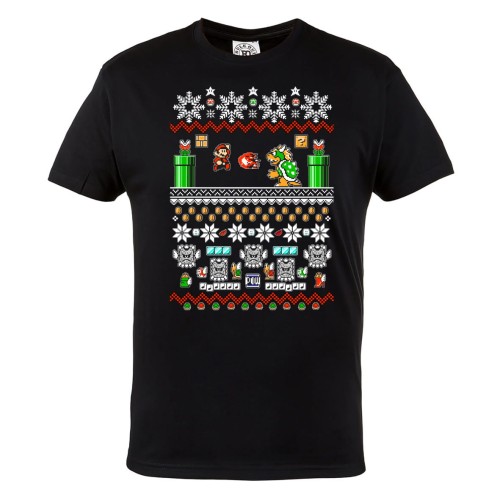 MĘSKA KOSZULKA ŚWIĄTECZNA Z NADRUKIEM GRA MARIO NINTENDO