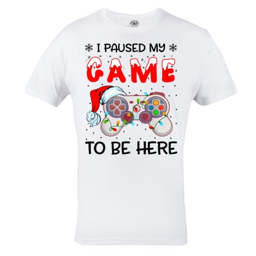 MĘSKA KOSZULKA ŚWIĄTECZNA Z NADRUKIEM ŚWIĘTA DLA GRACZA I PAUSED MY GAME TO BE HERE 1