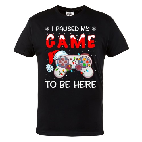 MĘSKA KOSZULKA ŚWIĄTECZNA Z NADRUKIEM ZIMOWA DLA GRACZA I PAUSED MY GAME TO BE HERE