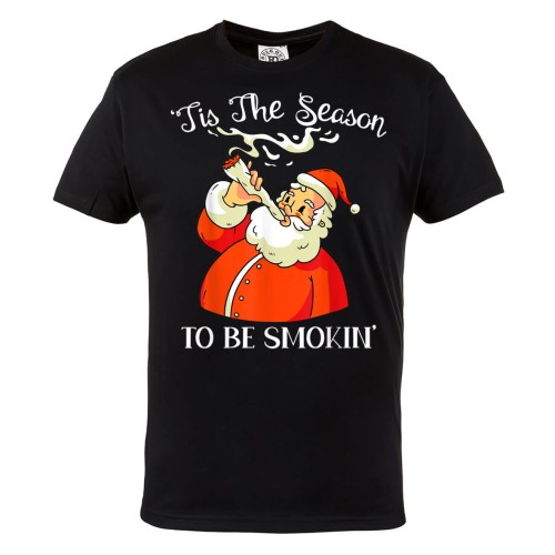 MĘSKA KOSZULKA ŚWIĄTECZNA Z NADRUKIEM ŚWIĘTY MIKOŁAJ THE SEASON TO BE SMOKIN' 1