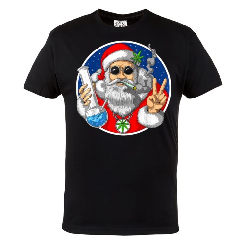 MĘSKA KOSZULKA ŚWIĄTECZNA Z NADRUKIEM ZJARANY ŚWIĘTY MIKOŁAJ 1