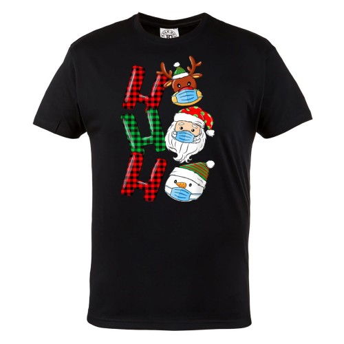 MĘSKA KOSZULKA ŚWIĄTECZNA Z NADRUKIEM EKIPA MIKOŁAJA W MASECZKACH HO HO HO 1