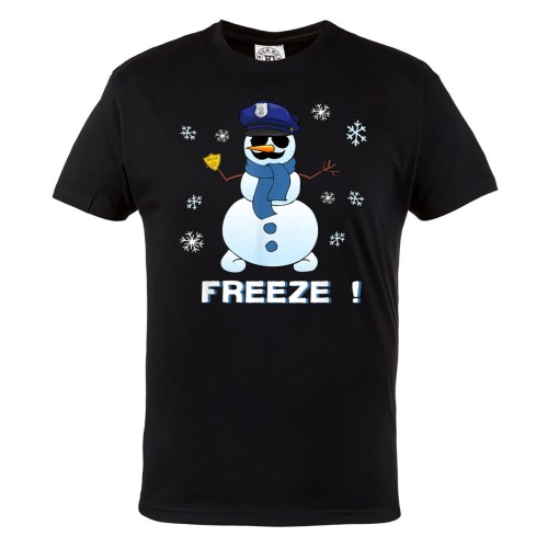 MĘSKA KOSZULKA ŚWIĄTECZNA Z NADRUKIEM ZIMOWY BAŁWANEK POLICJANT FREEZE! 1