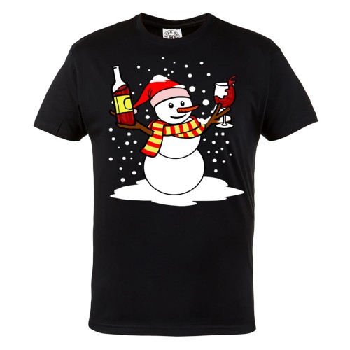 MĘSKA KOSZULKA ŚWIĄTECZNA Z NADRUKIEM BAŁWANEK I WINO