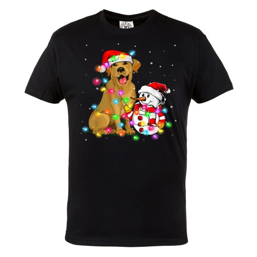 MĘSKA KOSZULKA ŚWIĄTECZNA Z NADRUKIEM PIES I BAŁWANEK ŚWIĘTA