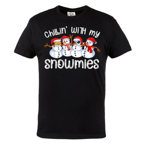 MĘSKA KOSZULKA ŚWIĄTECZNA Z NADRUKIEM BAŁAWANKI CHILLIN WITH MY SNOWMIES 1