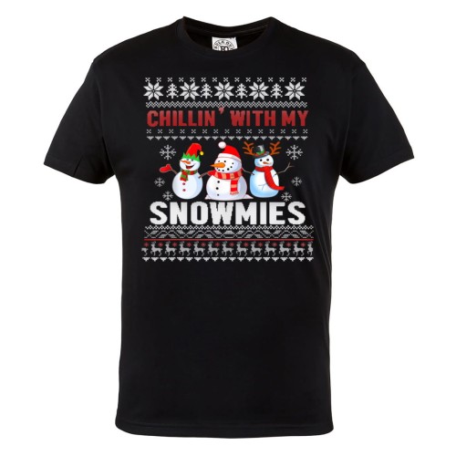 MĘSKA KOSZULKA ŚWIĄTECZNA Z NADRUKIEM BAŁAWANKI CHILLIN' WITH MY SNOWMIES 1