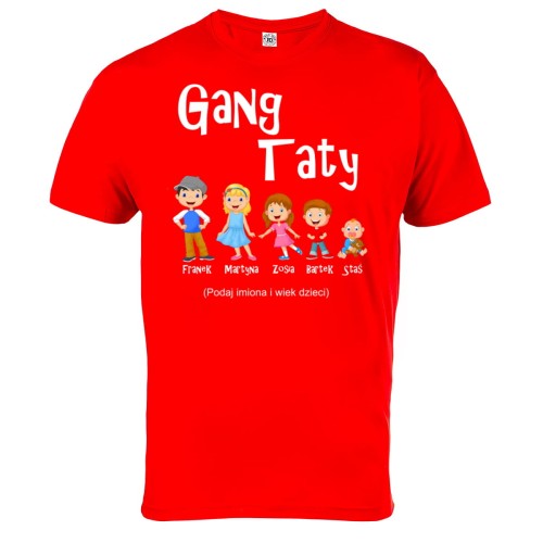 KOSZULKA MĘSKA PERSONALIZOWANA PREZENT NA DZIEŃ OJCA GANG TATY CZERWONA TATA227