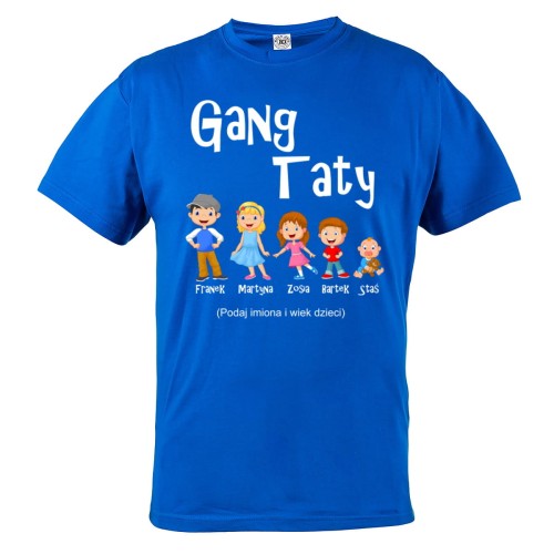 KOSZULKA MĘSKA PERSONALIZOWANA PREZENT NA DZIEŃ OJCA GANG TATY NIEBIESKA TATA228