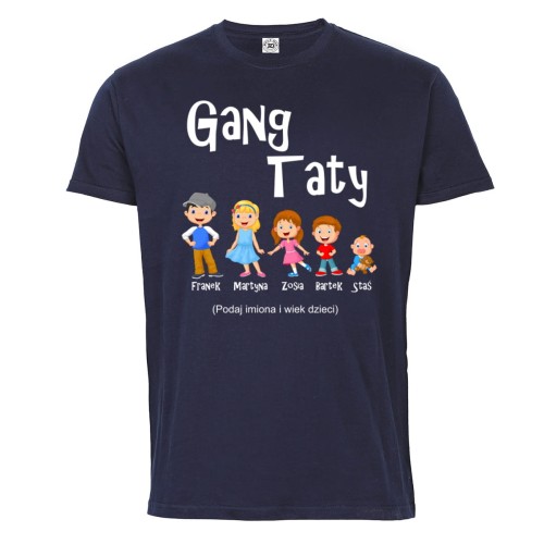 KOSZULKA MĘSKA PERSONALIZOWANA PREZENT NA DZIEŃ OJCA GANG TATY GRANATOWA TATA232 1
