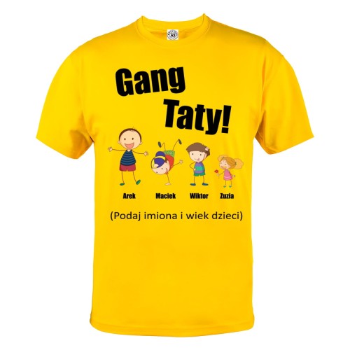 KOSZULKA MĘSKA PERSONALIZOWANA PREZENT NA DZIEŃ OJCA GANG TATY ŻÓŁTA TATA233 1