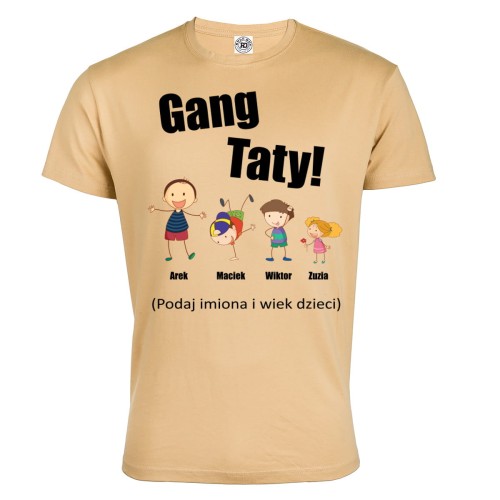 KOSZULKA MĘSKA PERSONALIZOWANA PREZENT NA DZIEŃ OJCA GANG TATY PIASKOWA TATA234