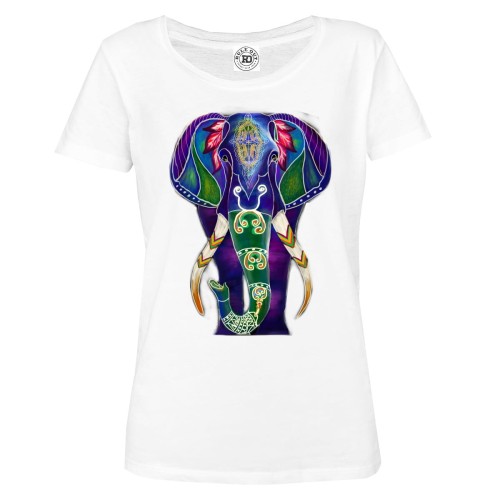 DAMSKA KOSZULKA ZWIERZĘTA KOLOROWY SŁOŃ ANIMAL INDYJSKIE WZORY 1