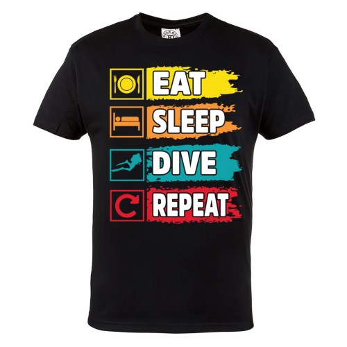 KOSZULKA MĘSKA DLA NURKA NURKOWANE DIVING EAT SLEEP DIVE REPEAT 1