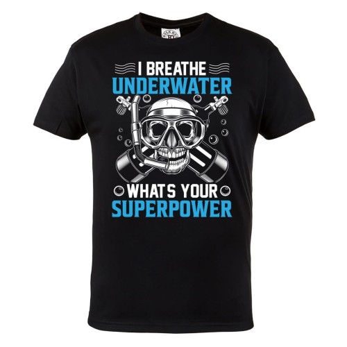 KOSZULKA MĘSKA DLA NURKA NURKOWANE MOJA SUPERMOC HOBBY DIVING I BREATHE UNDERWATER, WHAT'S YOUR SUPERPOWER? 1