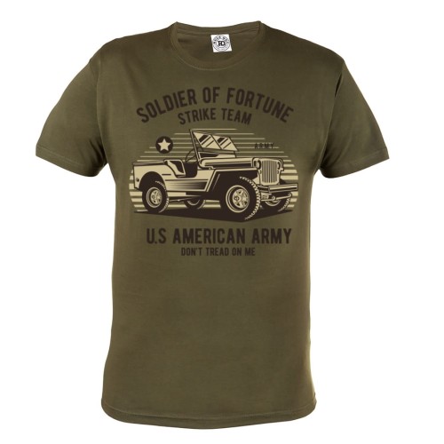 KOSZULKA WOJSKOWA SAMOCHÓD WOJSKOWY JEEP SOLDIER OF FORTUNE US AMERICAN ARMY 1