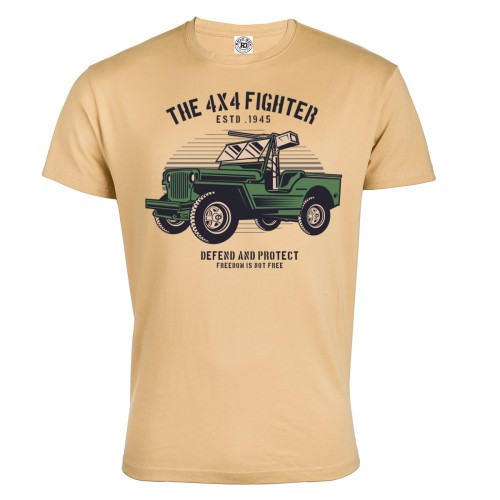 KOSZULKA WOJSKOWA POJAZD WOJSKOWY TERENOWY THE 4X4 FIGHTER DEFEND AND PROTECT