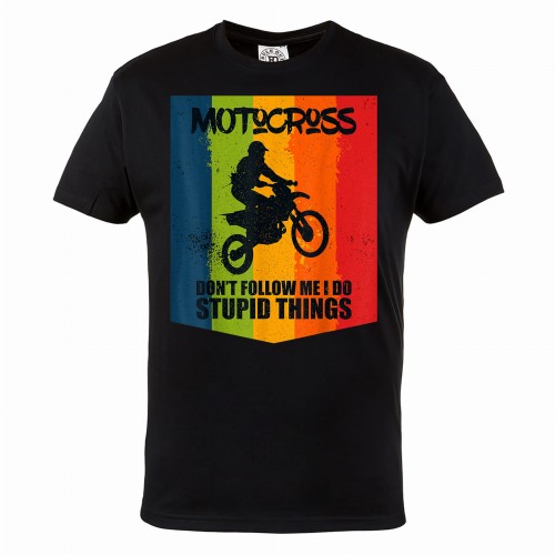 KOSZULKA MOTO MOTORYZACYJNA NA MOTOR MOTOCYKL MOTOCROSS DON'T FOLLOW ME I DO STUPID THINGS 1